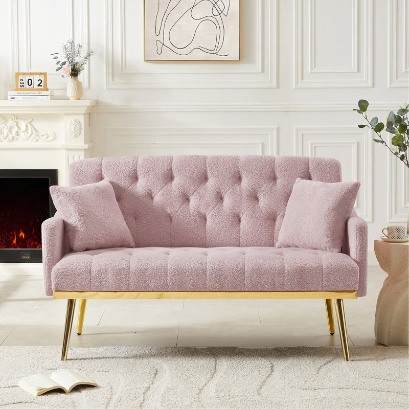 Canapé ROSE TEDDY FABRIC 2 SEATER, Tissu rose