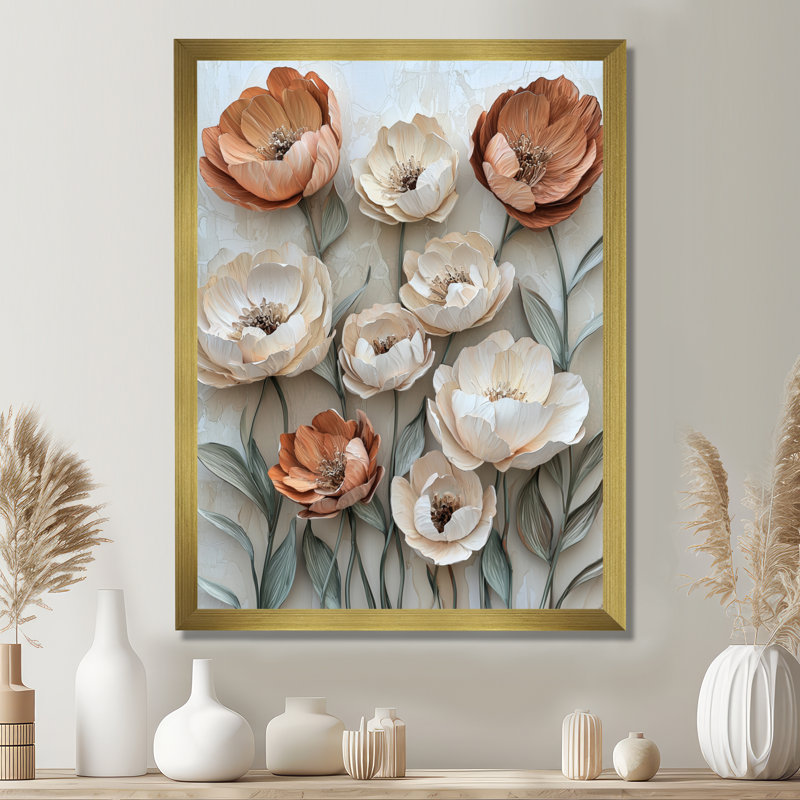 Bellver - salon d'art mural floral, H 40 po x l 30 po, Reproduction encadrée d'une seule photo, Doré