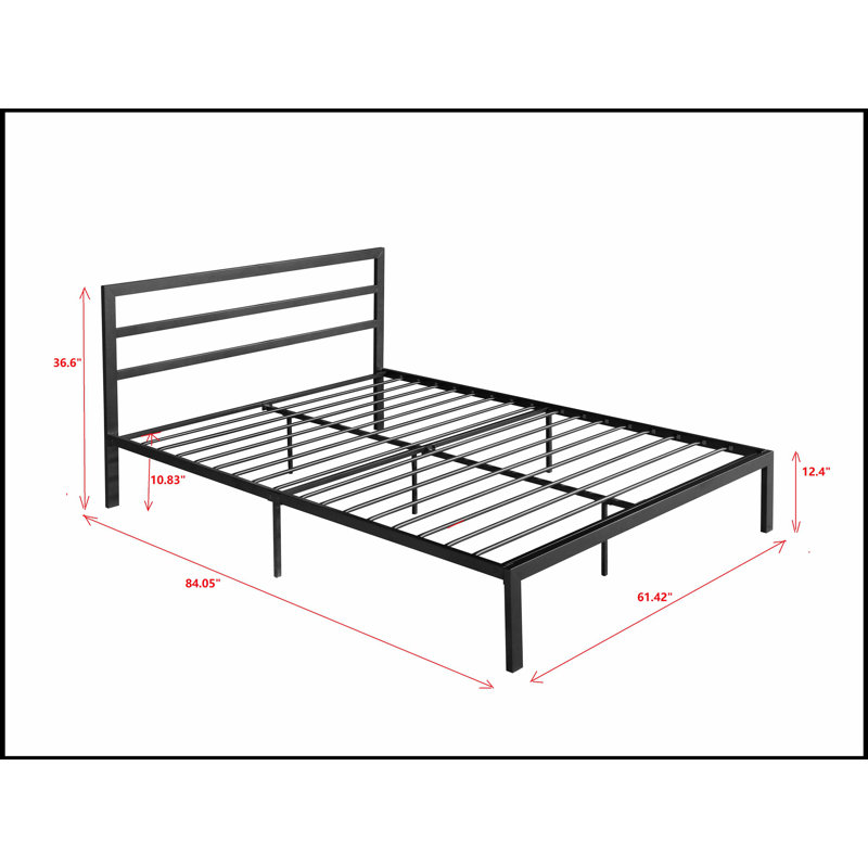 Cadre de lit élégant en métal avec tête de lit élégante, parfait pour les chambres modernes et minimalistes.