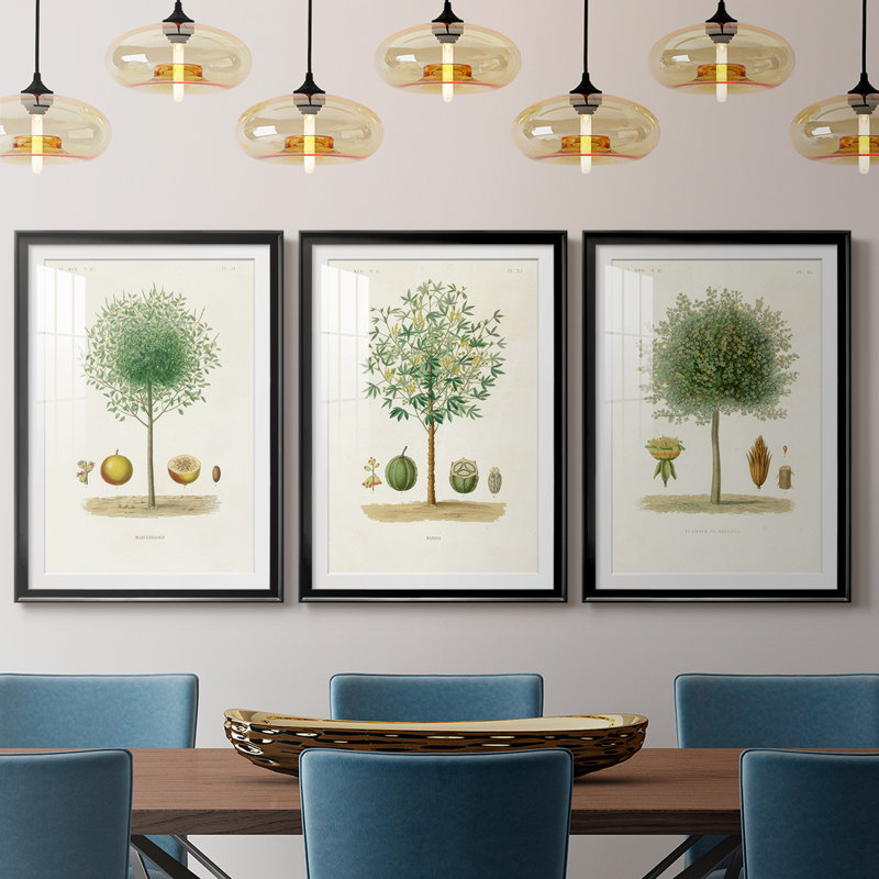 Arbre antique avec fruit VII - reproduction encadrée sur mesure de qualité supérieure mate - 3 pièces, H 19 po x l 27 po