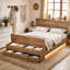 Structure de lit moderne en bois avec rangement et bande lumineuse à DEL, lit plateforme avec tête de lit, lattes renforcées et pieds centraux, sans sommier-1661001551-1825460204