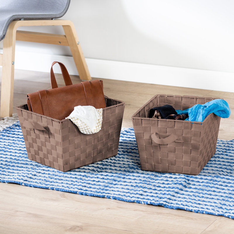 Ensemble de paniers en plastique tissé, Latte