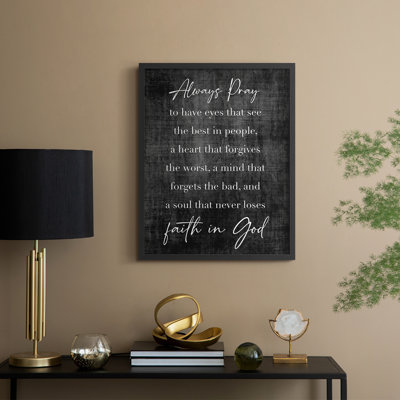 Faith in God, reproduction encadrée - bois massif