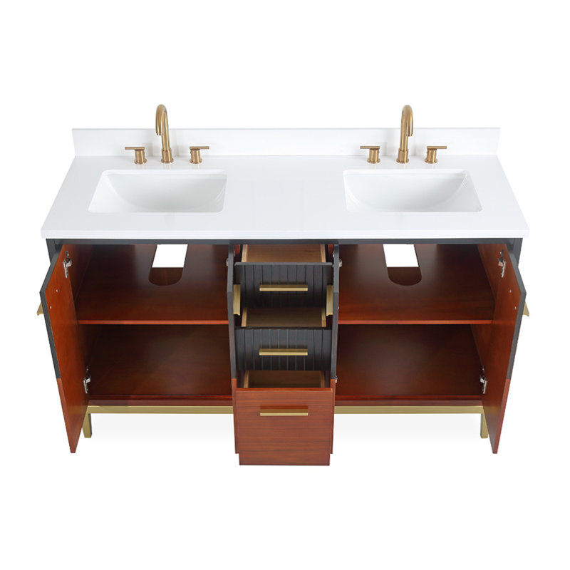 Ensemble de meuble-lavabo moderne 60 po Mid-Century