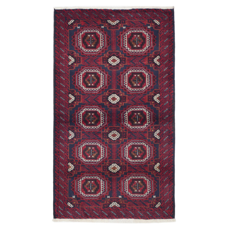 Tapis rouge Teimani 3 pi 3 po x 5 pi 9 po