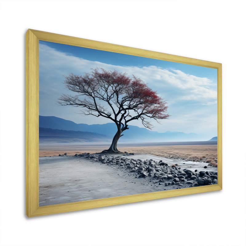 Ciel, ciel, horizon, arbre, H 16 po x l 32 po x P 1 po, Cadre doré à une seule photo