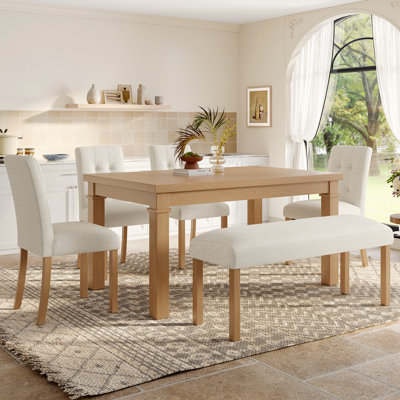 Hearthstone 6-Piece Farmhouse Dining Table Set With Sturdy Frame And Ergonomic Seating by Lark Manor