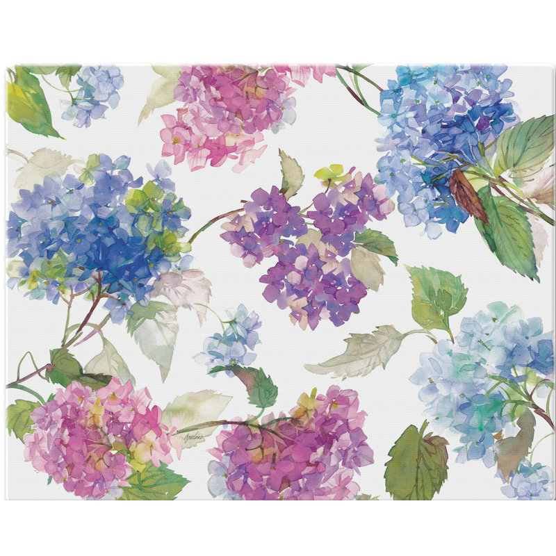 Colorful Hydrangea Rectangular Glass Cutting Board