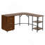 Bureau en L à deux tons avec rangement en L, noyer