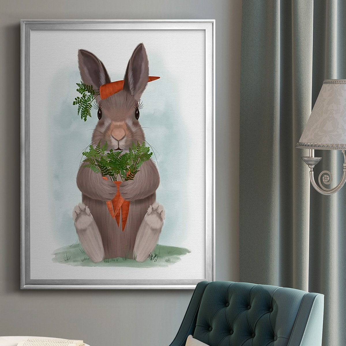 Rosalind Wheeler Rabbit Carrot Hug On Paper Print | Wayfair