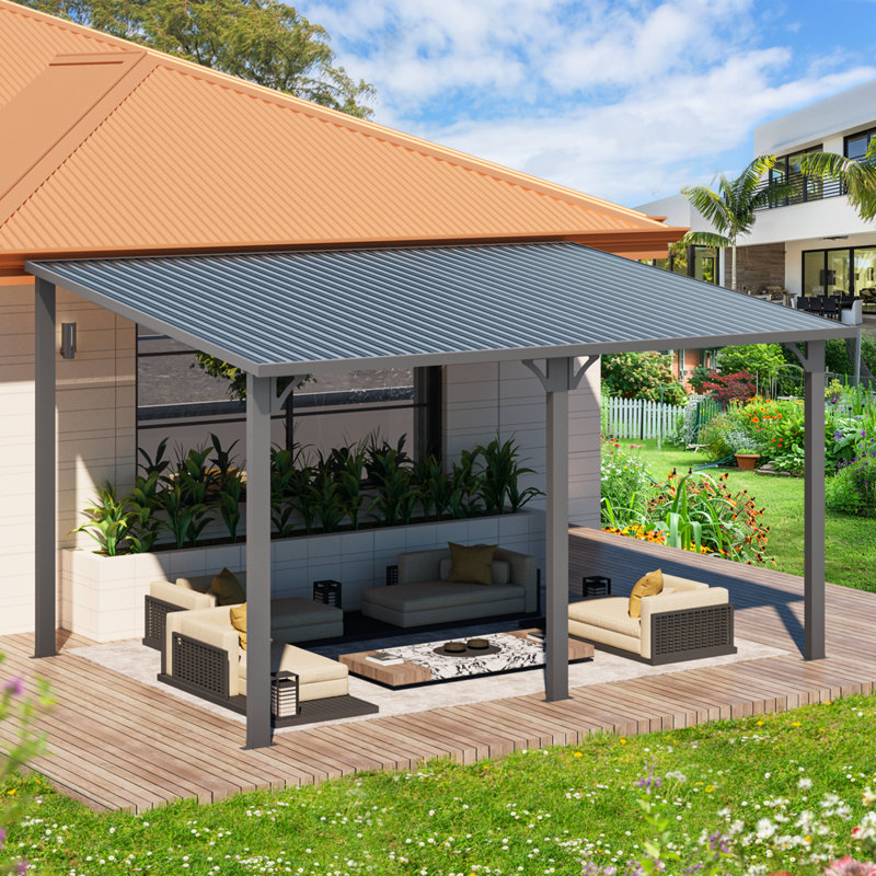Hardtop Gazebo With Galvanized Steel Sloping Roof, 14' W x 10' D