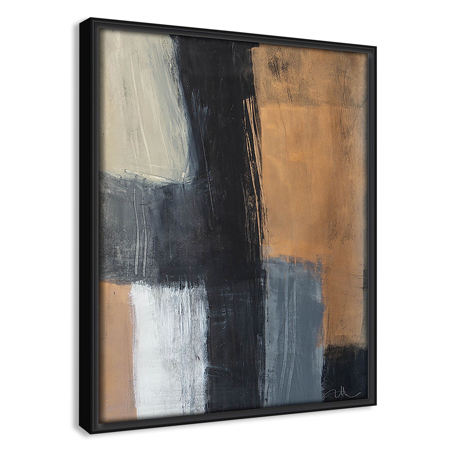 Calderon "Metallic Slate II" Print, 11.5" H x 9.5" W x 2" D, Black Floater Framed, No Mat