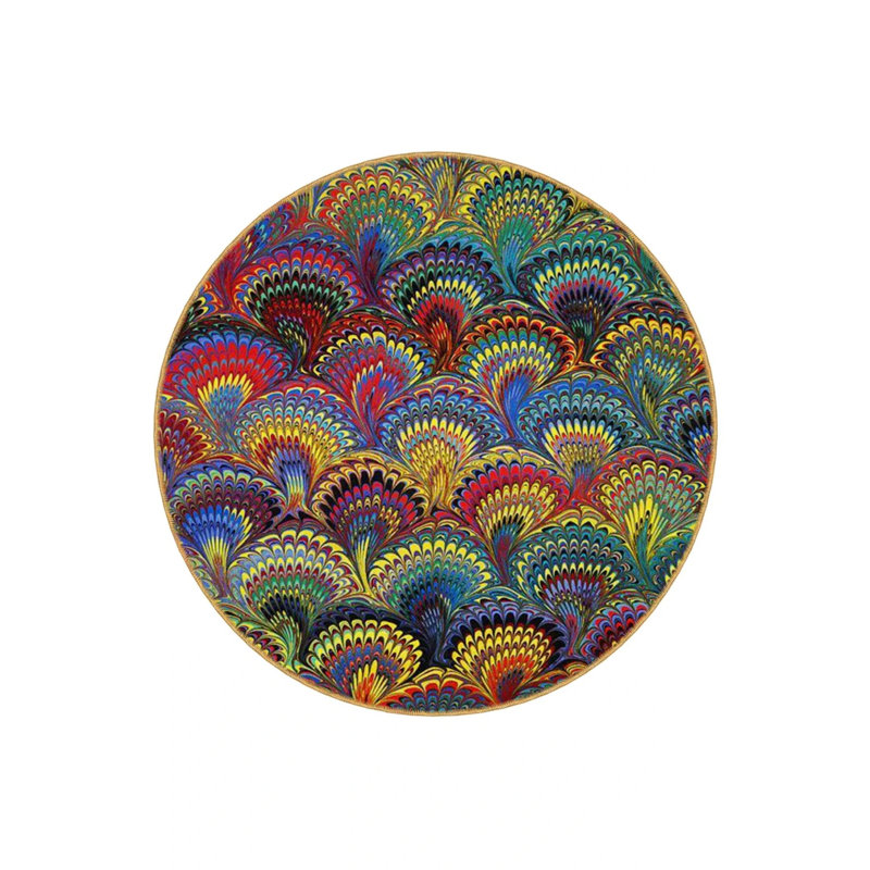 Multicolored Abstract Patterns Detailed Woven Base Modern Decorative Carpet, Round 2'8"