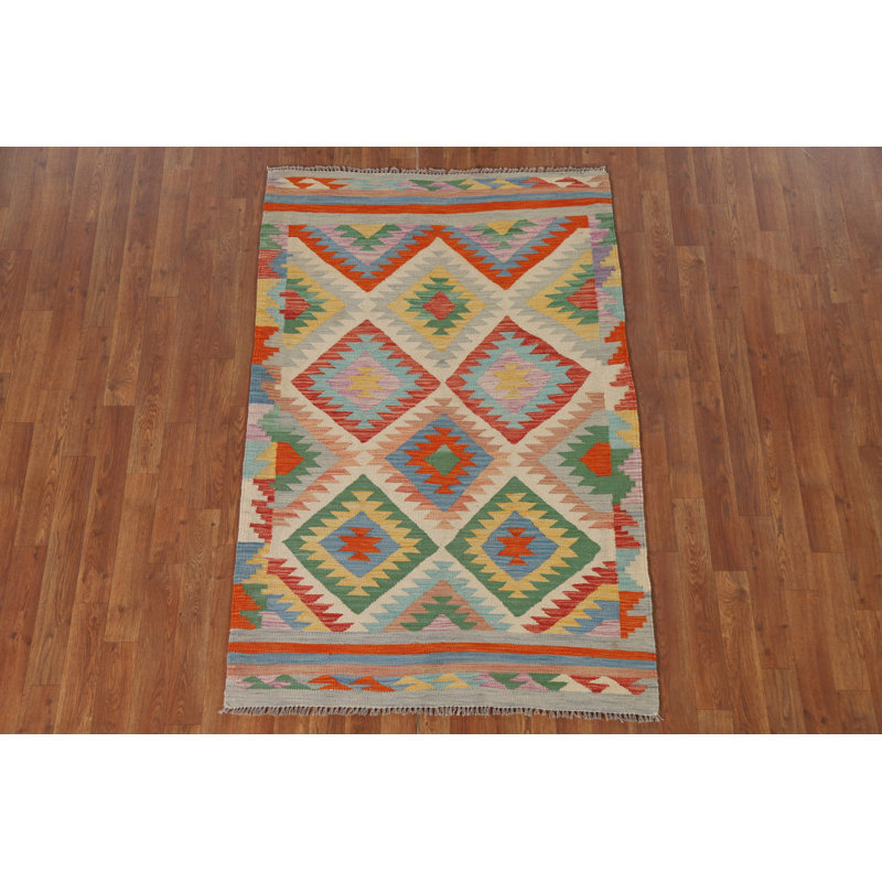 Tapis décoratif réversible en laine kilim oriental 3 x 5