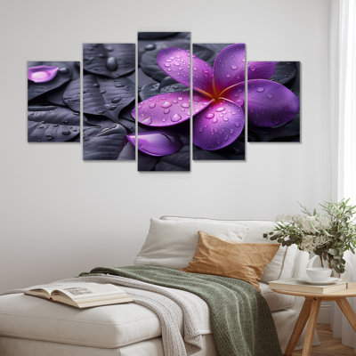 Mauve et gris Plumeria Moody Majesty II - ensemble d'art mural Plumeria