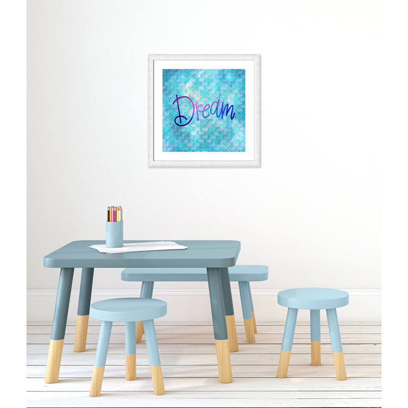 Décoration murale crème Dream Kids, H 24,5 po x l 24,5 po x P 0,63 po, Encadré plat à grain de bois blanc