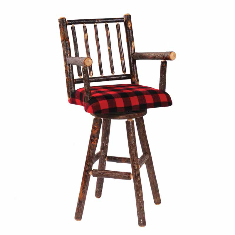 Tabouret de comptoir pivotant avec accoudoirs Fireside Lodge Hickory, Érable rustique