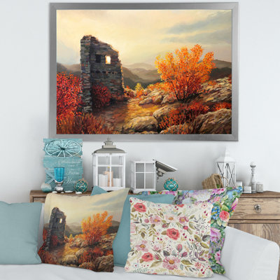 " Old Fortress Ruins During Sunset " Painting Print