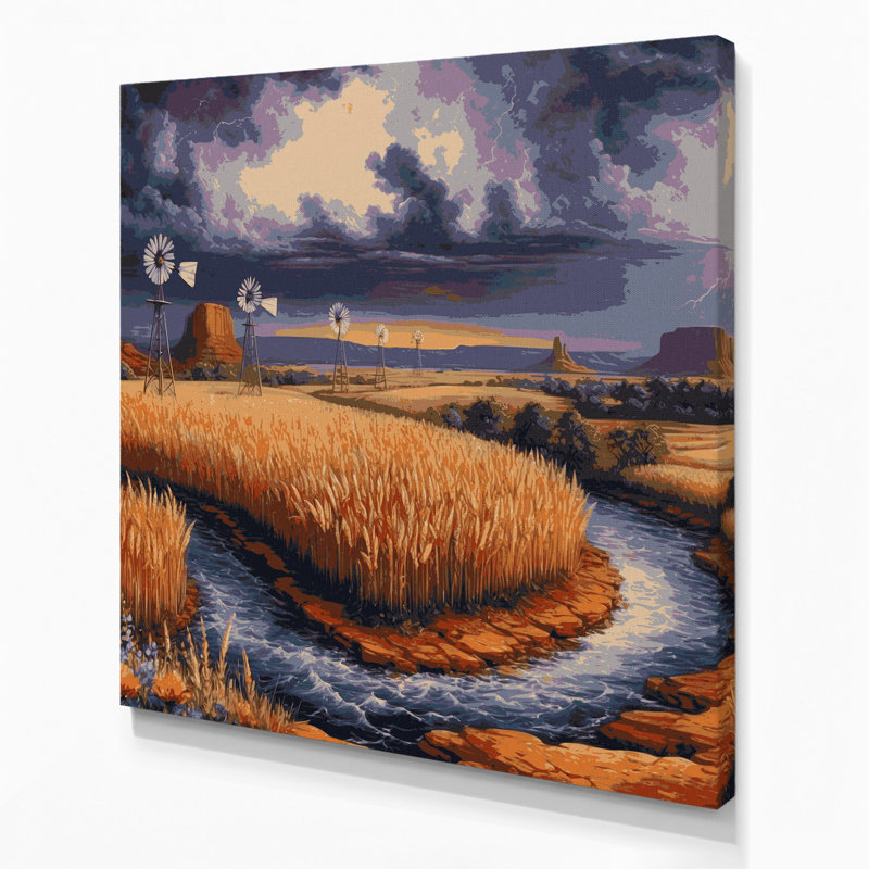 Art mural sur toile brune «USA State Oklahoma», H 32 po x l 32 po