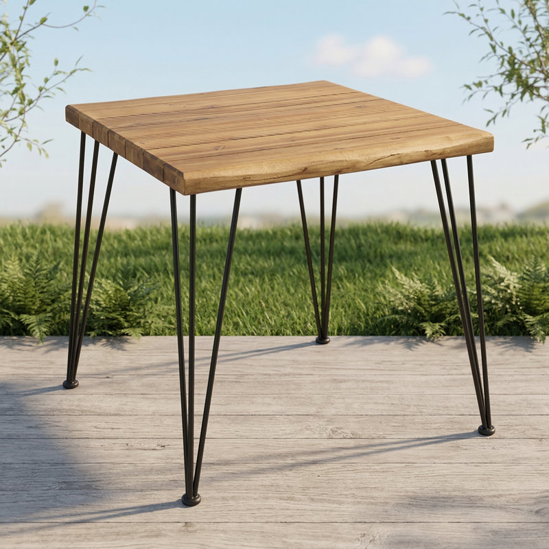 Table de style industriel modèle ZION, combinant des éléments en bois et en métal, d'une taille de 32,5 pouces.