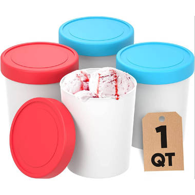 Ice Cream Containers for Made Ice Cream Reusable Ice Cream Containers with Lids - Ice Cream Storage Containers for Freezer Ice Cream Container (Set
