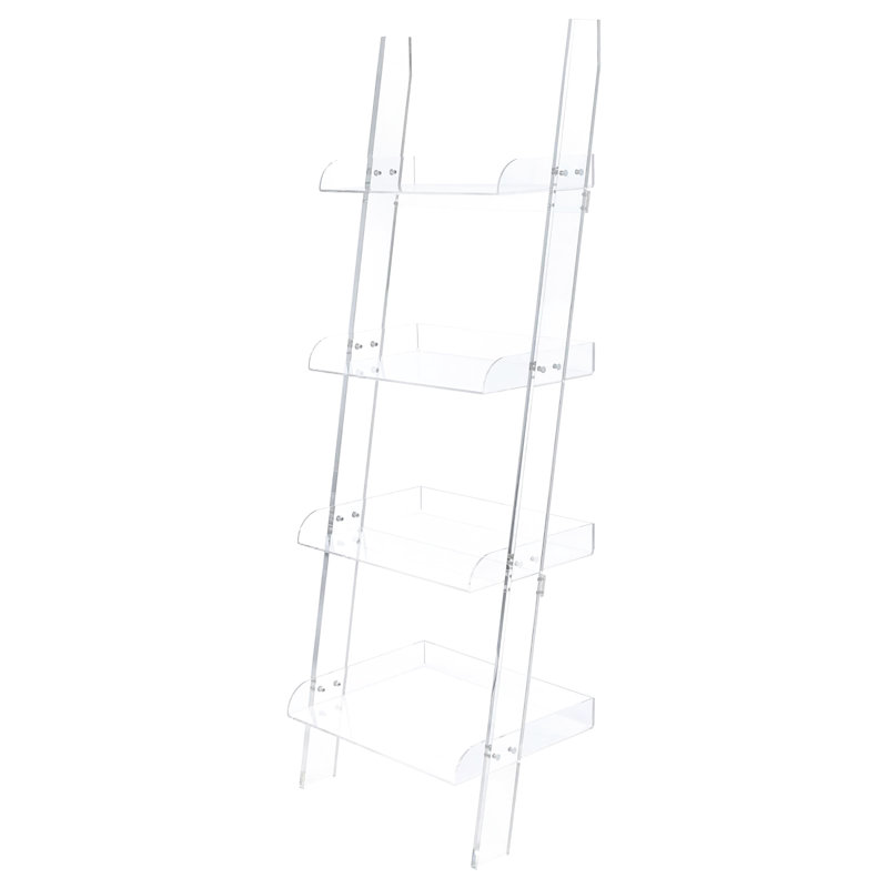 Bibliothèque transparente à 4 tablettes en acrylique pour décoration de bureau moderne