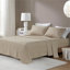Ensemble de draps 4 pièces 100% coton à imprimé californien 4 pièces, rayures beiges / blanches-132458027-132458030