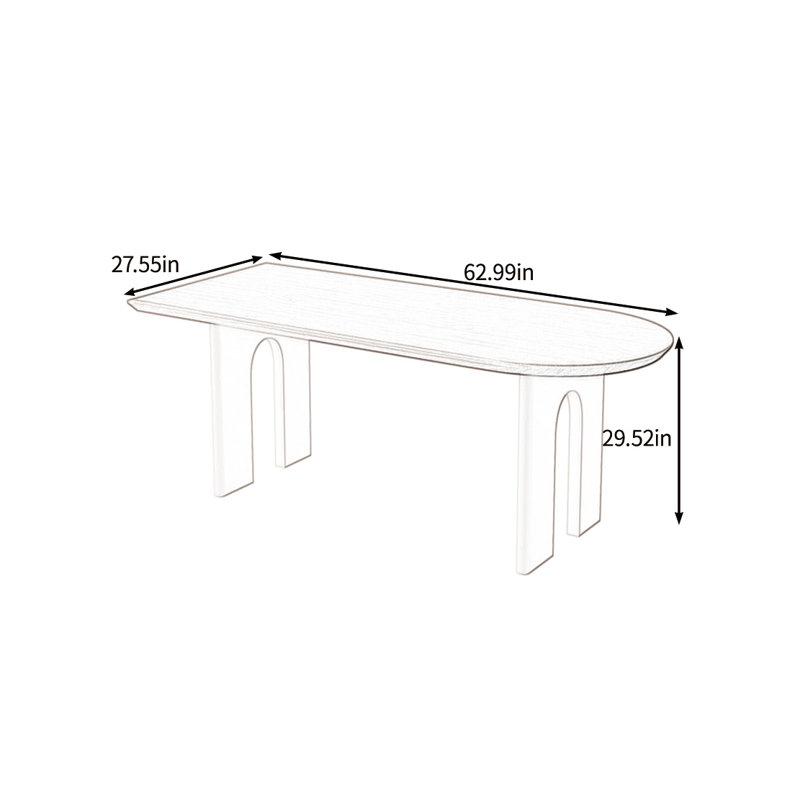 Solid wood large board dining table, 29.52"H x 62.99"L x 27.55"W