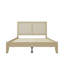 Grand lit plateforme en bois avec rotin