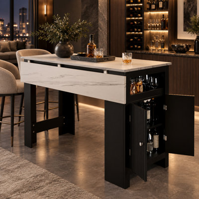 Buffet 54 po avec tablette de salle à manger pliable et crochets latéraux