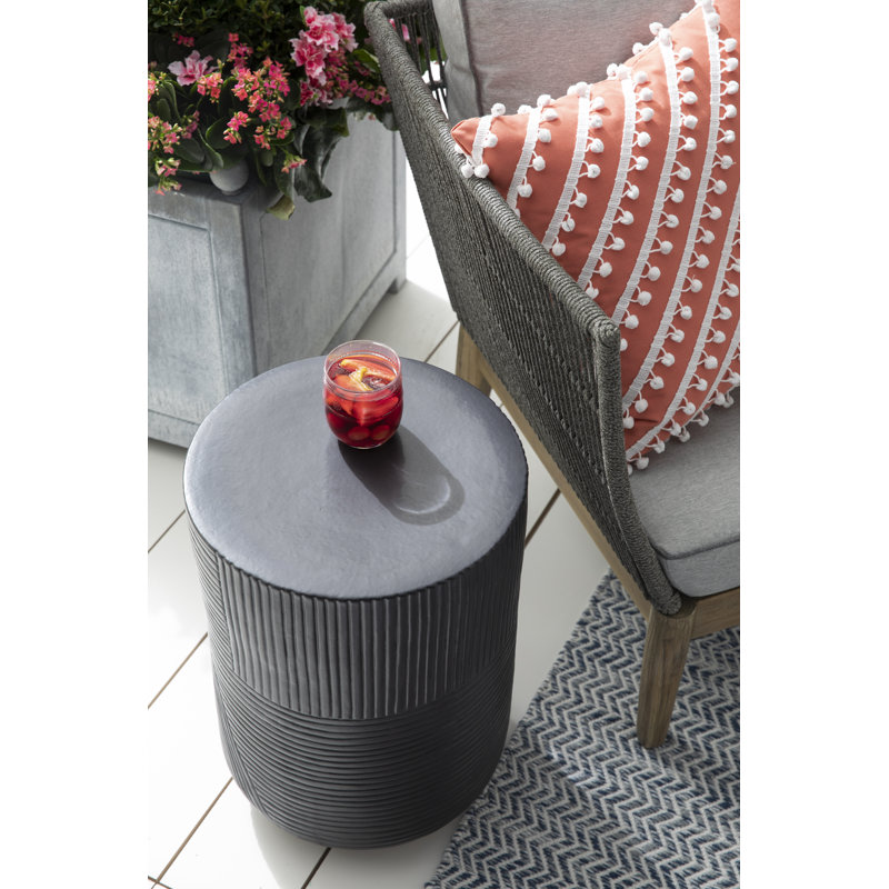 Provenance Signature Outdoor Round Side Table, Coal, 16"