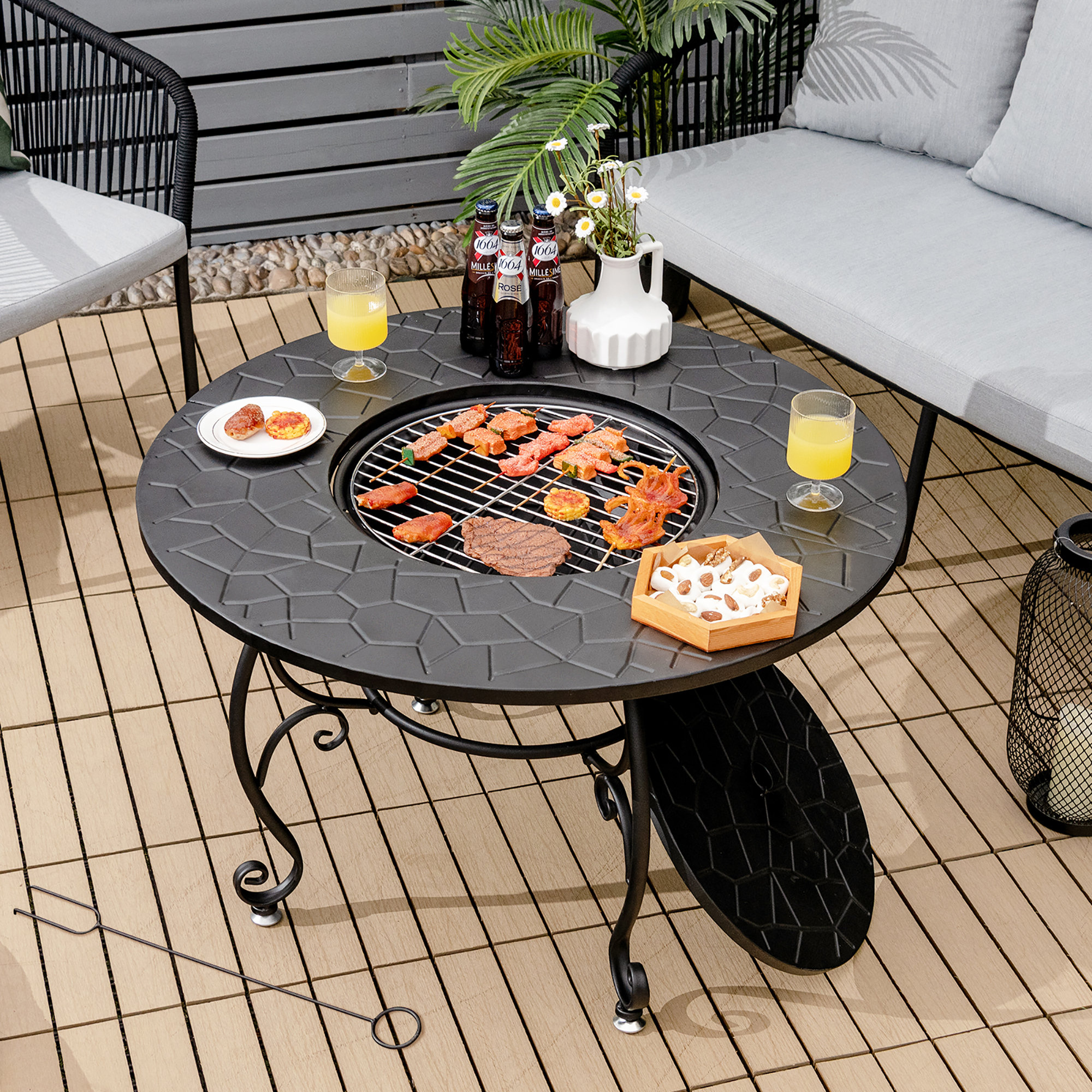 Outdoor Brazier Coffee Table with a high quality cooking grid