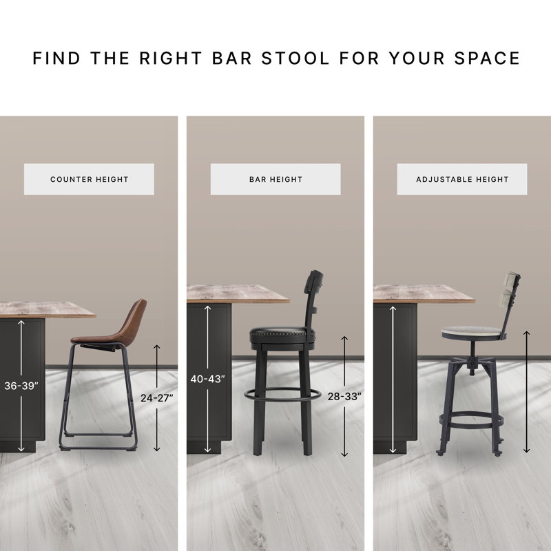 Tabouret de bar et de comptoir pivotant, Brun, Tabouret de comptoir (siège d'une hauteur de 24 p