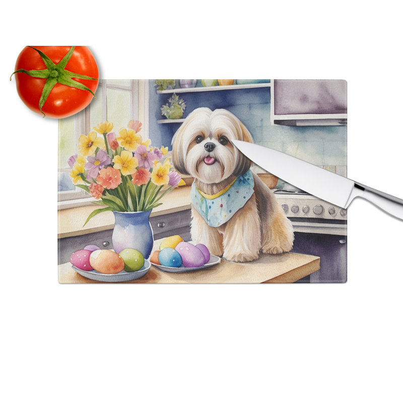 Planche à découper en verre Decorating Lhasa Apso