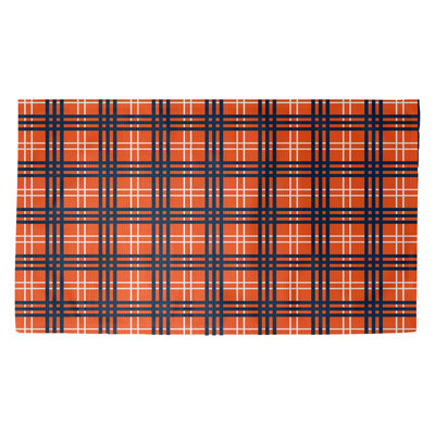 Tissu écossais fait à la main orange/noir/Ivoire Tapis décoratif