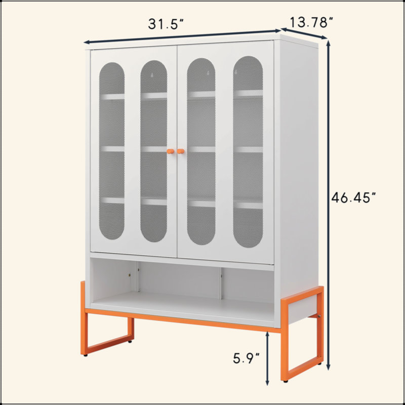 5.9" High Foot Shoe Cabinet - Double-Sided Mesh Doors, Movable Double-Layer Shelves, Hollow Base (Moisture-Proof, Shock-Resistant, Sweeping Robot Accessible) for Living Room, 1 Cabinet Only