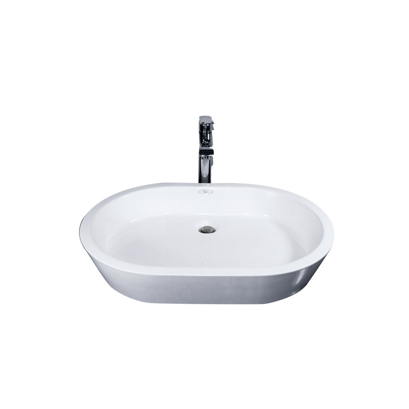 Lavabo de salle de bain ovale blanc fait à la main Elle