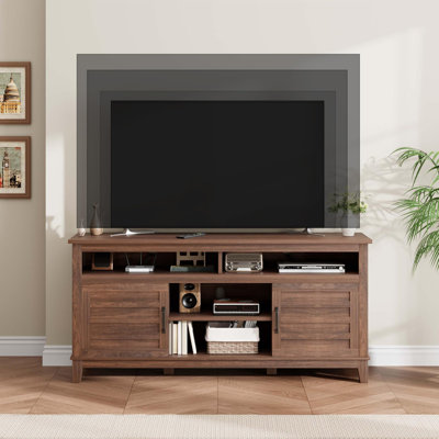 Meuble télé pour téléviseur de 63 po, meuble télé avec tablettes réglables, meuble télé de ferme avec portes d'armoire