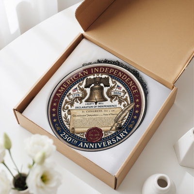 Panneau de fenêtre en verre pour décoration intérieure American Independance USA 250th Anniversary - H 12 po
