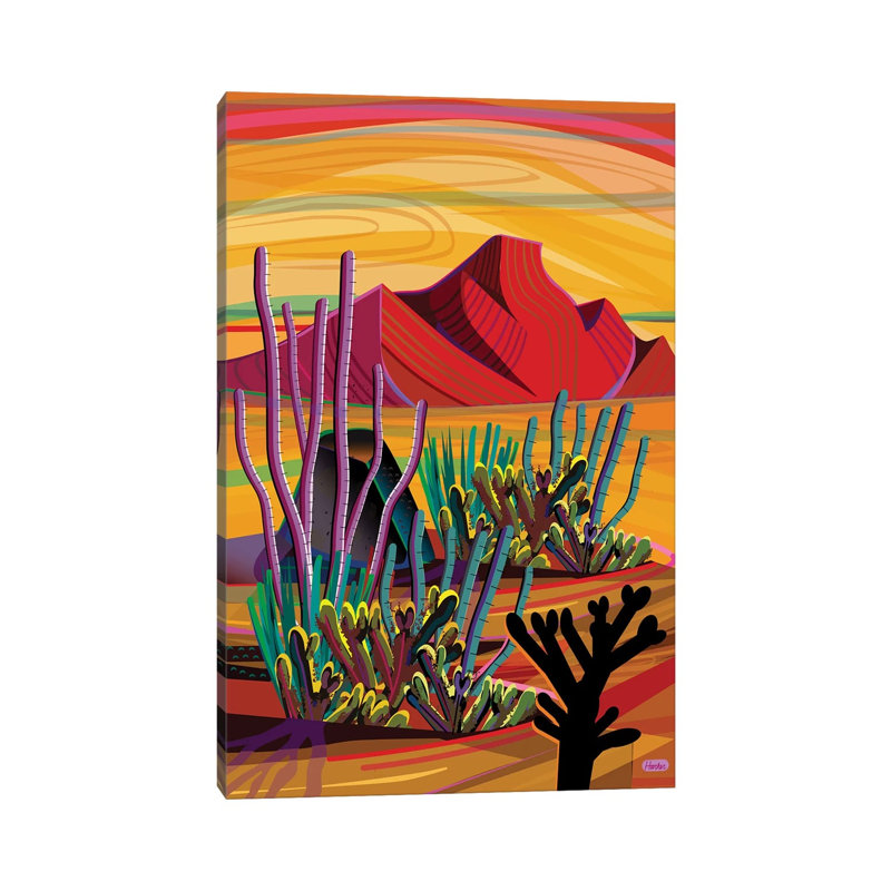 «Cactus Oasis» par Charles Harker, impression sur toile tendue, H 26 po x l 18 po x 1,5 po
