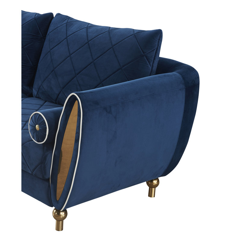 Sipario Vita Velvet Loveseat, Blue