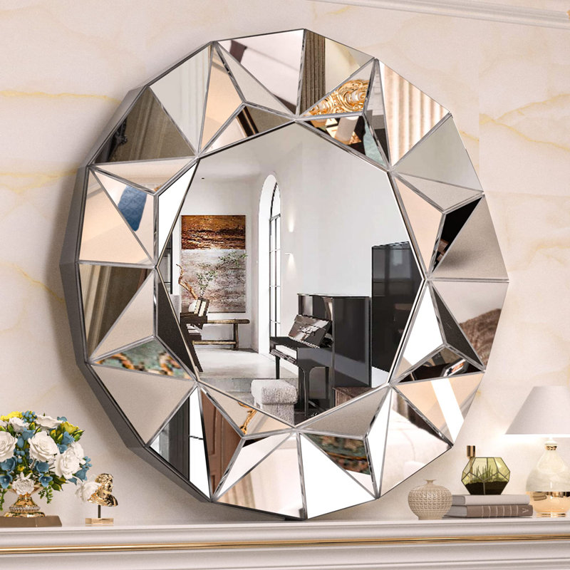 Lamarria Round Beveled Decor Silver Polished Mirror with 3-Year Warranty, 32" x 32"