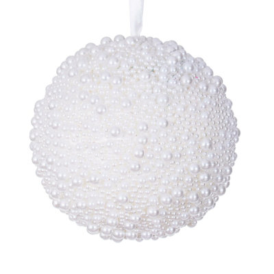 White Pearl Ball Ornament, includes ornaments.