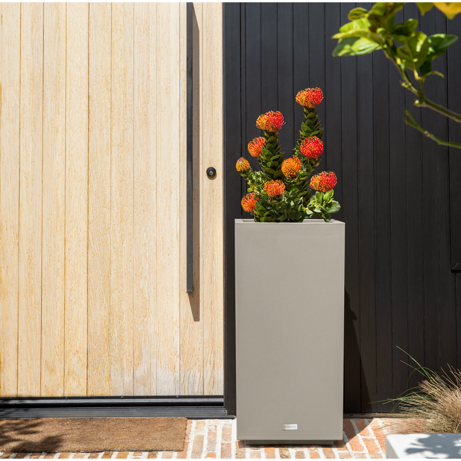 Block Series 16" Planter Box, 31.75” H x 15.5” W x 15.5” D, Gray