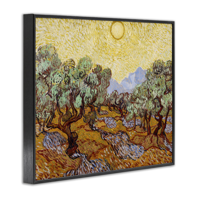 Olive Olive Van Gogh, estampe numérique, conception de Vincent Van Gogh, H 16 po x l 20 po, Giclée encadrée noir minuit