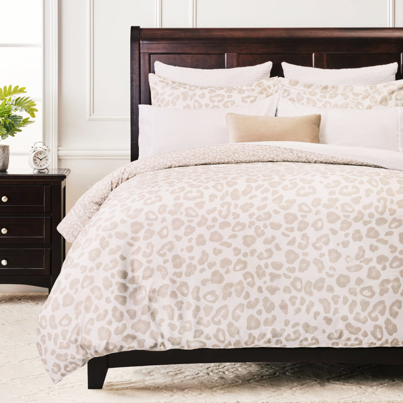 Chanasya Leopard Print Double Brushed Microfiber Duvet Cover Set, Queen Duvet Cover + 2 Standard Pillowcases