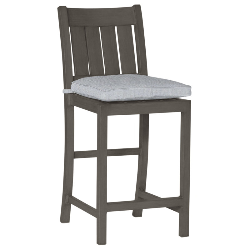 Tabouret de comptoir d'extérieur club 24 po, Welt, Lin chambray, Gris ardoise