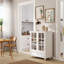 Minimalist Buffet Cabinet With Double Glass Doors And Drawer, Modern Wooden Storage Sideboard Cupboard For Living Room, Dining Room Hallway Entryway-1877192620