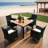 5 Piece Outdoor Patio Wicker Dining Set Patio Wicker Furniture Dining Set W/Acacia Wood Top