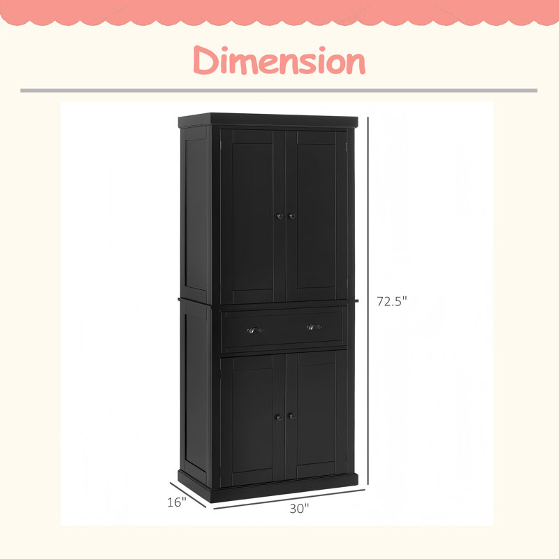 Kitchen Cabinet,Freestanding Home Storage Cabinet, Black